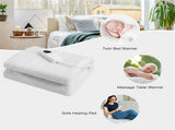 71 x 31 Inch White Massage Bed Warmer Heating Pad with 5 Heat Settings Machine Washable Design 59519668