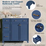 36" Bathroom Vanity with Ceramic Sink, Standard and Double-Layer Drawers, Soft Close Doors, N729P289163C