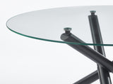 Black Dining Table with metal leg and glass,Modern Space Saving Kitchen Table for Living W234P311863