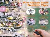6FT Pre-Lit Snow Flocked Pop Up Christmas Tree with 150 Warm White LED Lights, Decorated with Star 20339580