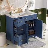 36" Bathroom Vanity with Ceramic Sink, Standard and Double-Layer Drawers, Soft Close Doors, N729P289163C