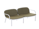 Luna Outdoor Patio PP Loveseat, White Frame with Green Cushion N775P272741W