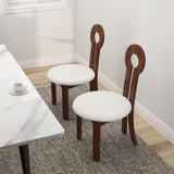 Vintage Rubber Solid Wood Dining Chair, Sheep Plush Dining Chair, Armless Dining Chair, Suitable For W1535P281510