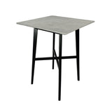Modern Bar Height 42" Dining Table, Rubberwood Legs and Laminate Table Top, Gray Finish, Black 65503.00CEM