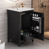 20.3" Bathroom Vanity with Sink, Functional Drawer, Door Shelf, Soft-closing Door, Black N759P218643B