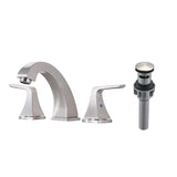 Widespread 2 Handles Bathroom Faucet with Pop Up Sink Drain Brushed Nickel W122466216