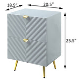 Grey High Gloss 2-drawer Nightstand B062P186417