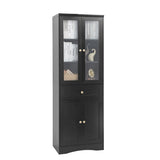 ZNTS Tall Bathroom Storage Cabinet, Cabinet with Four Doors and Drawers, Adjustable Shelf, MDF Board, N725P186649B