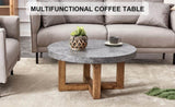 ZNTS Modern Gray Texture MDF Round Coffee Table - 31.4" Diameter.A modern retro circular coffee table W1151P209822