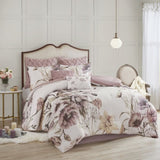 8 Piece Cotton Printed Comforter Set Blush King B03597101