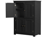 4-Door Vertical-Grain MDF Painted Bathroom Cabinet 23.62*11.81*43.31in Black 01139214