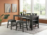 Linen-Fabric Padded Counter Stool, Dark Grey SR011790