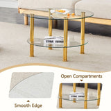 Contemporary Minimalist Double Layer Tempered Glass Coffee Table - 27.5" Top and 23.6" W1512P355039