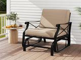 Black Metal Patio Glider Chair with Brown Washable Cushion, 330 lbs Capacity Ergonomic Outdoor 98202596