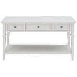 ZNTS TREXM Classic Retro Style Console Table with Three Top Drawers and Open Style Bottom Shelf, Easy WF199599AAK