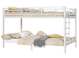 White Twin Bunk Bed Square Tube High Guardrail Side Ladder Opening Iron Bed 58697085