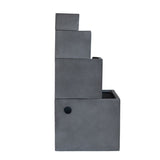 ZNTS 19.7x19.7x41.7" Gray Cement 4 Tier Block Water Fountain Outdoor W2078P178867