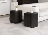 2-in-1 Irregular MGO End Table, Split Design, Small Space Friendly,Indoor Outdoor Use,Black Color N770P284171B