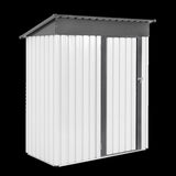 ZNTS XWT016 Garden Metal Storage Lifter Shed Gray White 5x3x6ft outdoor storing tools Rainproof Hinge W1711P154710