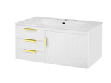 30" Wall Mounted Bathroom Cabinet with Ceramic Basin Sink, Bathroom Cabinet with Soft-Closing Door N710P324096K