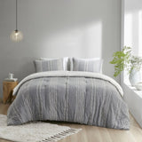3 Piece Cotton Jacquard Comforter Set Gray Full/Queen B03596432