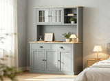 71" Gray Freestanding Kitchen Pantry Cabinet Modern Tall Hutch with Wide Countertop and Custom 84513500