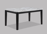 1pc Transitional Dining Rectangular Table Faux White Marble Table Top Black Base Wooden Stone Dining B011P261208