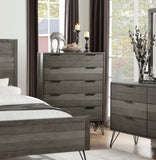 Contemporary Three-Tone Gray Finish Chest of Drawers Perched atop Metal Legs Acacia Veneer Modern B01146550