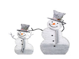 Set of 2 Lighted Snowman with Top Hat Christmas Decorations, Pre-lit 2D Holiday Decor with 80 Warm 25364656