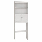 ZNTS Over The Toilet Rack 2 -Tier Toilet Bathroom Spacesaver Storage Shelf with 2 Doors Wood Storage 95065143