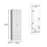 Armoire Wardrove 76" H, Hanging Rod, 2 Drawers, 1 Shelf, White B097P199752