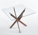 Dining Table with cross metal leg and tempered glass,Modern Space Saving Kitchen Table for Living W234P311867