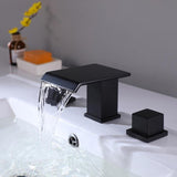 Waterfall Widespread Bathroom Sink Faucet,for 3 Hole 8 Inch Two Handles Bathroom Faucet DSDC783MB