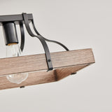 33.7-Inch Black and Faux Wood Grain Pendant Light, 5 E26 Bulb Sockets, Adjustable Chain Height W1340P251927