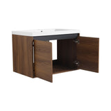 LEVISTAR Brown 30 Inch Bathroom Vanity with resin Countertop Sink, 2 Doors Bathroom Cabinet Set W1972P165046