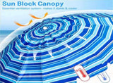 8 Ft Beach Umbrella With UV Protection 16-Ribbed Windproof Frame 67702970