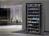 Room-saving 10-Layers 9 Lattices Non-woven Fabric Shoe Rack Black 48805228