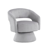 Modern Luxurious Swivel Accent Chair Gray Soft Corduroy Upholstery Plush Seating Solid Wood Stylish B011P256232