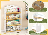 4-Tier House-Shaped Kids Bookshelf, 60.9615.24129.54 cm Front-Facing Book Rack with Anti-Toppling 53973708
