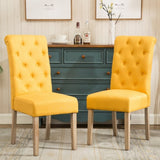 ZNTS Habit Solid Wood Tufted Parsons Dining Chair, Set of 2, Yellow T2574P164546