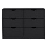 Basilea 4 Drawers Double Dresser with 2 pull down Cabinets Black B070P214577