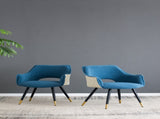 Set of 2 Blue Fabric Side Chair, Living Room Bedroom Kitchen Vanity Accent Chair, 23" x 23" x 34" W2078127365