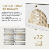 Mid-Century Narrow Design Tipping Bucket Shoe Cabinet with 4 Flip Drawers, Elegant Entryway Shoe N721P288701K