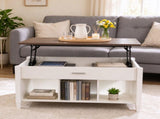 39.78 Inch Lift Top Coffee Table, Rectangle Lift Tabletop, Melamine Coated MDF, Hidden Storage & 3 88521535