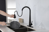 ZNTS Black Kitchen Faucets with Pull Down Sprayer, Kitchen Sink Faucet with Pull Out Sprayer, Fingerprint K-4012-MB