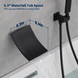 Male NPT Waterfall Shower head with Handheld,Matte Black Bathtub Shower Faucet with High Flow Wall T3177P277545