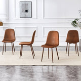 Set of 4 Suede Backrest and Walnut Color Transfer Legs Chairs - Adding a touch of elegance to W3226P279070