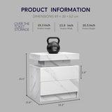 Nightstand LED Bedside Table Cabinet Lights Modern End Side with 2 Drawers for Bedroom W2178138739