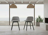 Cylis 26" Swivel Black Wood Counter Stool in Light Gray Fabric B2736P511333