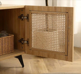 ZNTS Oak TV Rattan Storage Cabinet Net - Perfect for Family Entertainment Room 51.2inch W158183853